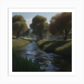 Stream In The Grass 1 Art Print