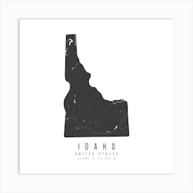 Idaho Mono Black And White Modern Minimal Street Map Square Art Print