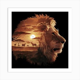 Lion At Sunset 1 Art Print