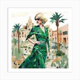 Woman In A Green Dress Art Print