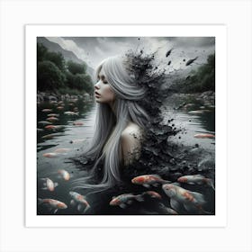 Girl In The Water Art Print