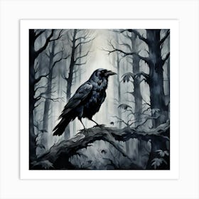 Raven In The Woods Art Print