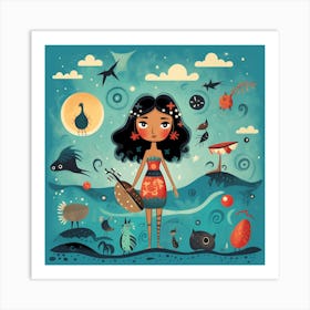 Hawaiian Girl Art Print