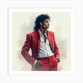 Michael Jackson With A Watercolor Ethereal Mist Background 1 Art Print