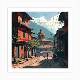 Nepali Village 2 Art Print