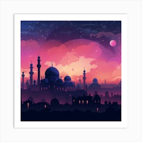 Islamic City At Night 4 Art Print