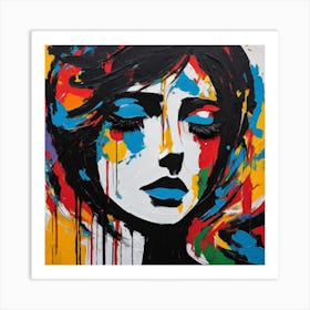 Girl With Paint Splatters Art Print