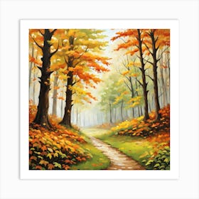 Forest In Autumn In Minimalist Style Square Composition 191 Art Print