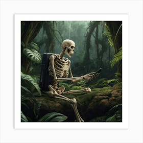 Skeleton In The Jungle Art Print