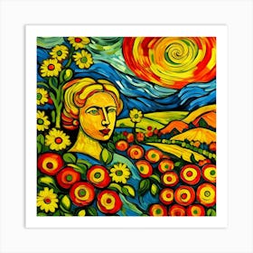 Sunflowers In The Field Art Print