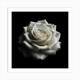 White Rose On Black Background Art Print