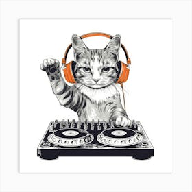 Dj Cat 2 Art Print