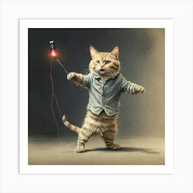 Cat With A Light Bulb Art Print