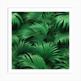 Aesthetic style, Green waves of palm leaf 6 Art Print