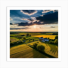 Drone Rural Farm Field Aerial Land Agricultural Crop Countryside Environment Agriculture (11) Art Print