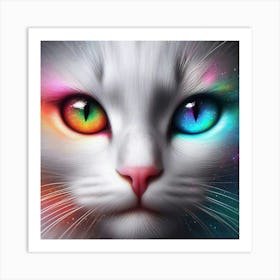 Cat With Colorful Eyes2 Art Print