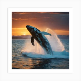 Humpback Whale Jumping Out Of The Water 12 Art Print