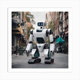 Robot On The Street 1 Art Print