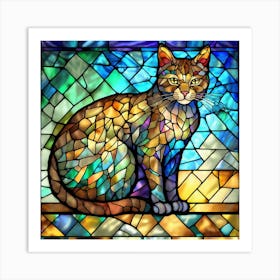 Stained Glass Cat Art Print