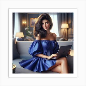 Sexy Woman With Laptop 5 Art Print