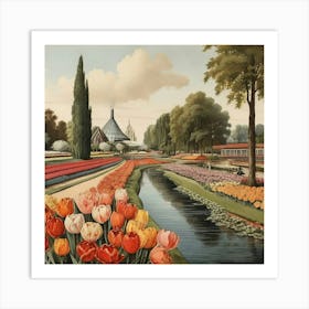 Tulips In The Garden art print Art Print