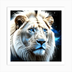 Lion With Blue Eyes Art Print