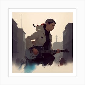 Girl With A Guitar Art Print