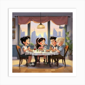 Friends For Dinner Cartoon Art Print 2 Art Print