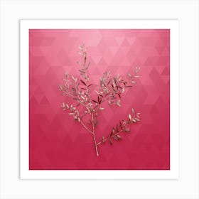 Vintage Myrtle Dahoon Botanical in Gold on Viva Magenta n.0853 Art Print