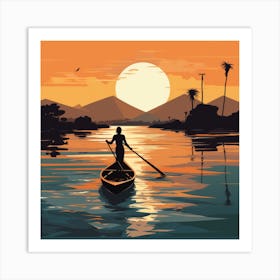 Sunset On The River Art Print