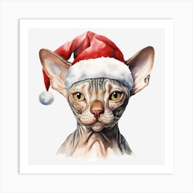 Sphynx Cat In Santa Hat 7 Art Print