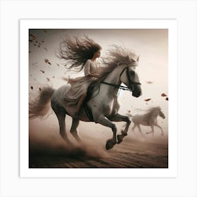 Girl Riding A Horse 2 Art Print