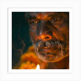 Man Lights A Candle Art Print