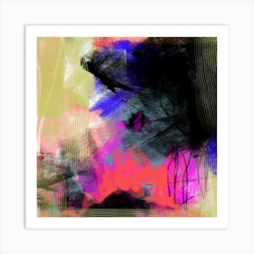 Abstract Bold Pink, Yellow, Red, Blue, Pink, black, Contemporary, Living Room Art, Bedroom Art, Coltxwilde, Square Art, Placid Punch Art Print