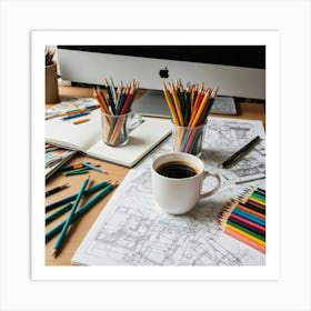 Pencils And Paper Art Print