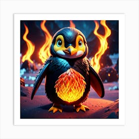 Penguin In Flames Art Print