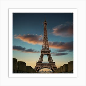 Eiffel Tower At Sunset Art Print