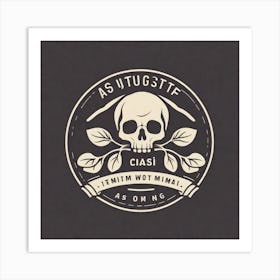 Skull With Leaves Art Print