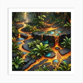 Lava Stream In The Jungle Art Print