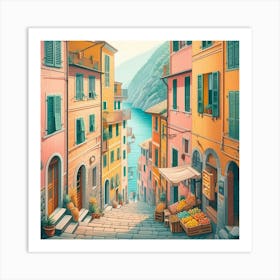 A quiet village street 1 Art Print