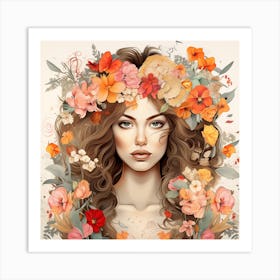 Floral Girl Art Print