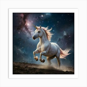 Stock Photography A Unicorn Galloping Through A Galaxy Of Star 1(1) Art Print