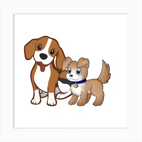 Beagle And Dog Art Print