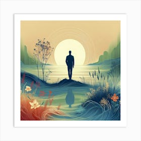 Man Standing In Water 2 Art Print