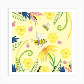 Buzzy Bee Square Art Print