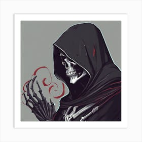 "Embrace the Shadows: The Enigmatic Reaper Awaits" Art Print