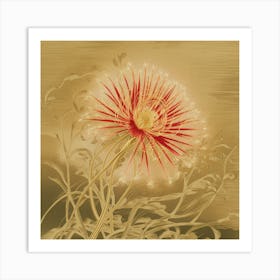 Golden Cactus Flower Art Print