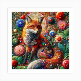 Fox in the style of collage-inspired 5 Art Print