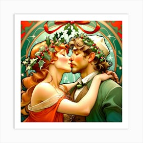 Christmas Kiss Art Print