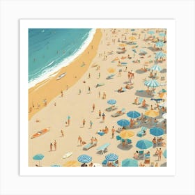 Crowded Beach Art Print